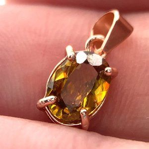 Sphene 1.20ct Rose Gold Finish Solid 925 Sterling Silver Pendant